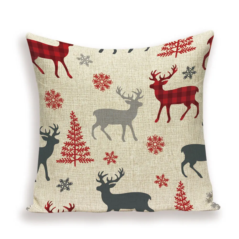 Merry Christmas Cushion Cover Christmas Tree Pillow Case Deer Linen Home Decoration Bed Pillow cases Pillows Cushions Cojin - Color: L1690-13