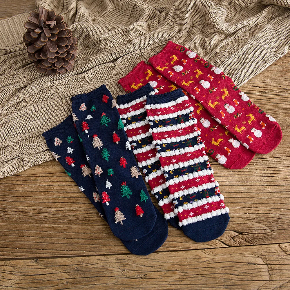 Коллекция года, рождественские носки новые женские носки зимние теплые ...