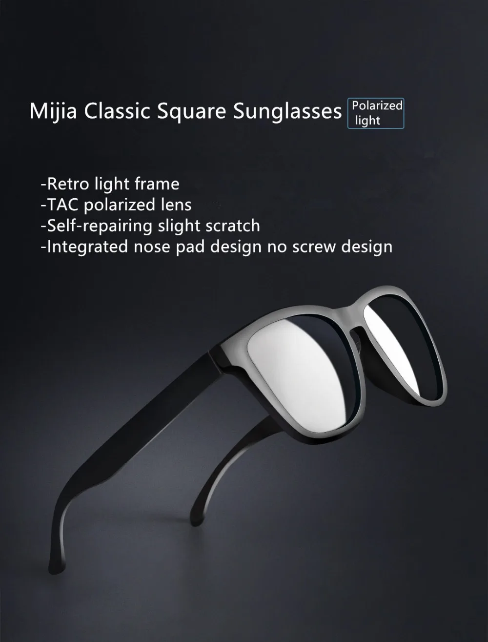 Xiaomi Mijia Youpin TAC классические квадратные солнцезащитные очки для мужчин и женщин, поляризационные линзы, цельный дизайн, спортивные солнцезащитные очки для вождения