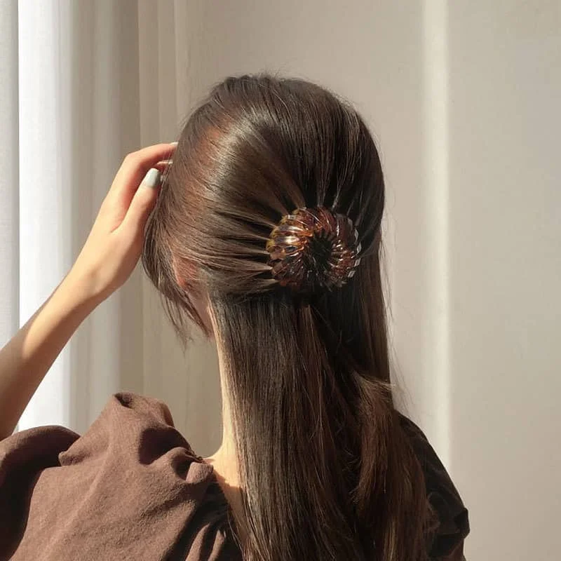 Fashion Women Crystal Hair Claw Horsetail Buckle Clip Bird Nest Expanding Accessories Female Ponytail Headwear