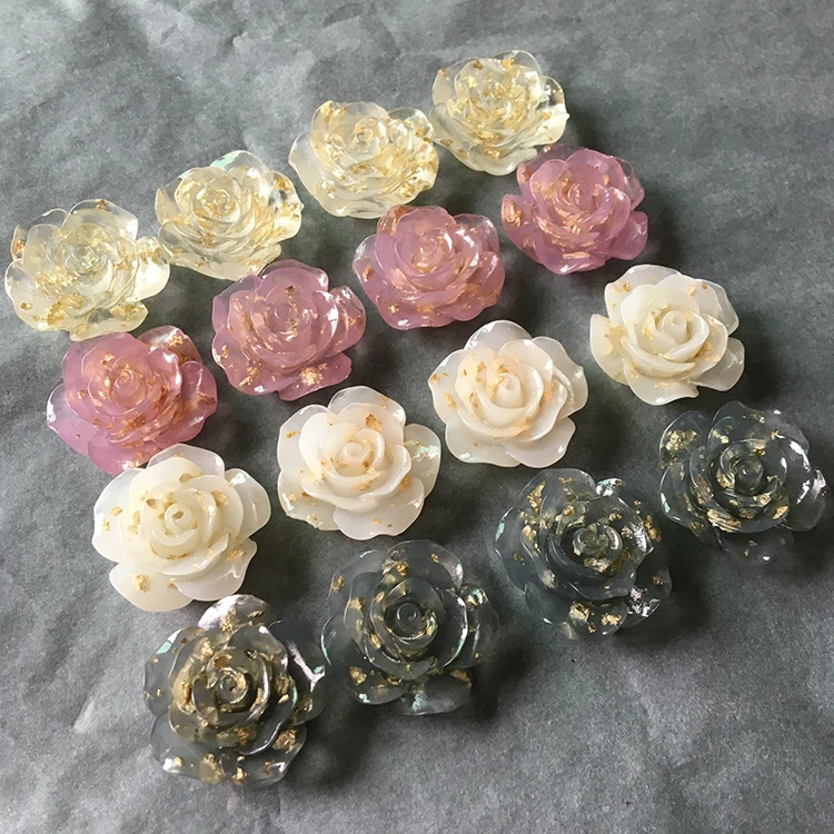 

Transparent Gold Leaf Jelly Purple Rose Flower Resin Half Pill Patch Keychain/Earrings/Phone Case/Hair Rope Accessory