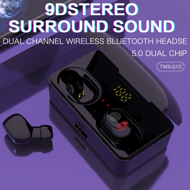 AMTERBEST G10 TWS Touch Control Wireless Earbuds Bluetooth 5.0 Earphone Stereo Noise Cancelling Waterproof Headphones for Phones