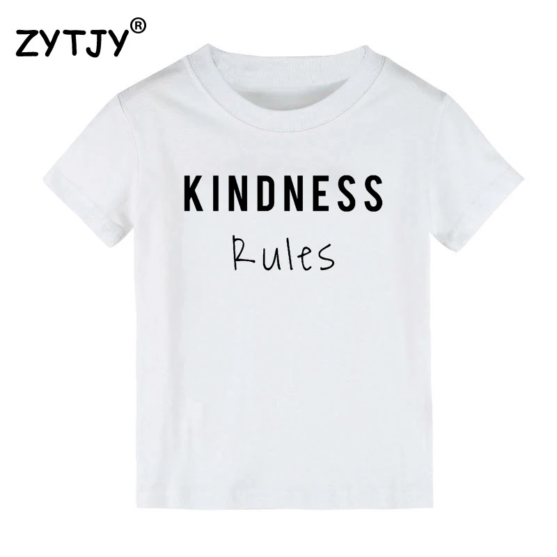 Детская футболка с принтом «Kindness Rules» футболка для мальчиков и девочек, детская одежда для малышей Забавные футболки Tumblr, CZ-99