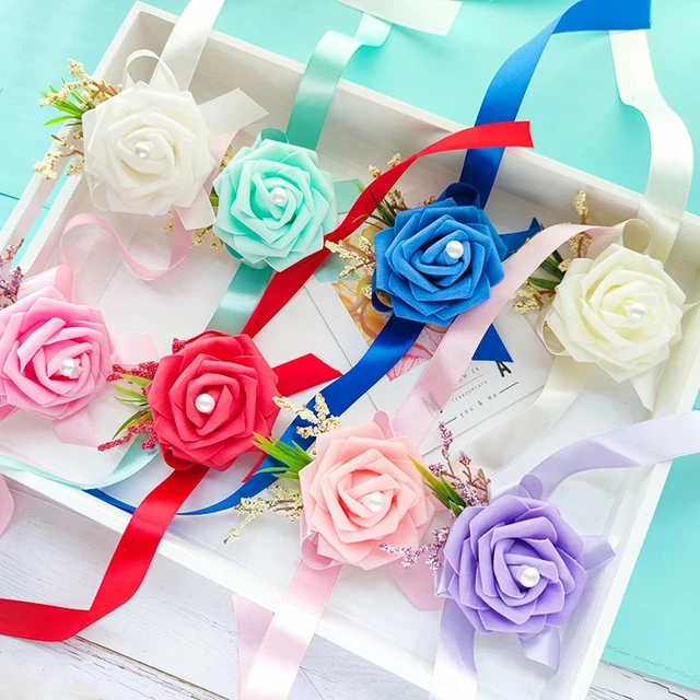 Wrist Flowers For Prom Rose Wrist Corsages Wristband Hand Flowers Wrist  Corsage Bracelets Corsage Wristlet Band For Wedding - AliExpress