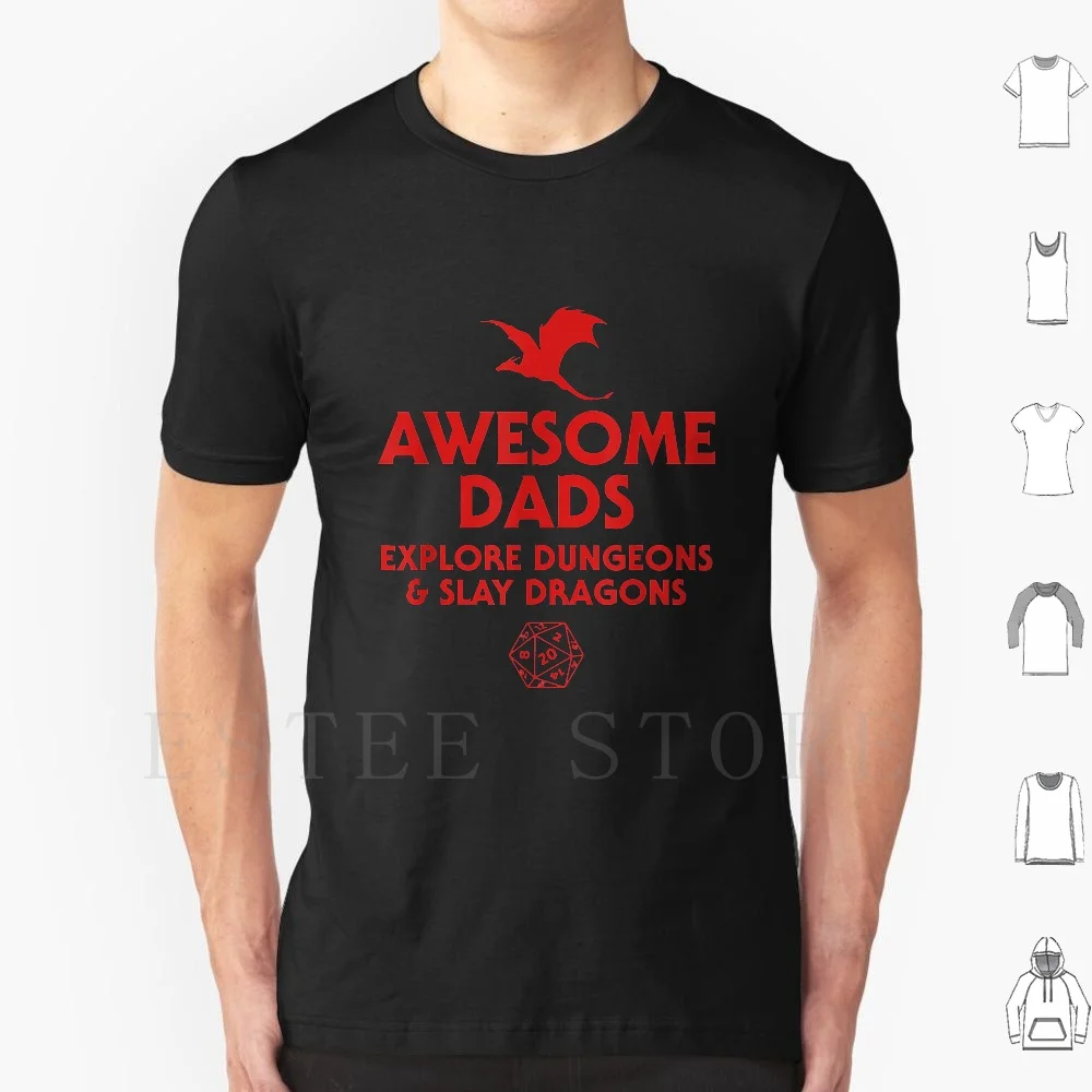 Awesome Dads Explore And Slay Dad Gift T Shirt Print Cotton Year Mom Dragon Law Cool Little Mother Them Announcement Role | Мужская