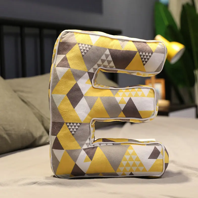 E 1 шт. декоративная подушка с буквами, диванная подушка cuscini decorativi из хлопка и льна, декоративная подушка для дома, подарок для девочки - Цвет: E