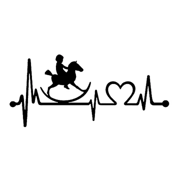 

17*7.7cm For Rocking Horse Heartbeat Lifeline Monitor Decal Sticker Cowboy Birthday Car Styling Fashion Personality Car Sticker