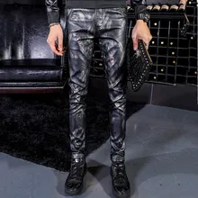 Для мужчин, рисунок в виде перьев и надписи штаны из искусственной кожи, Повседневное Модная тонкая искусственная кожа женские брюки-карандаш из искусственной кожи 28, 29, 30, 31, 32, 33, 34, 36, высокое качество