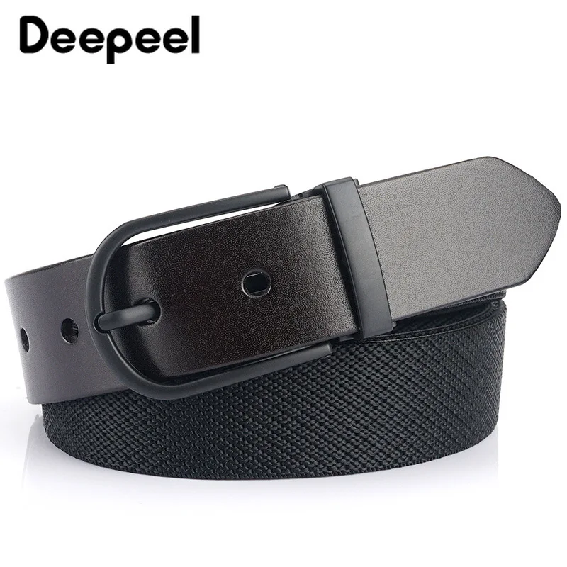 

Deepeel 1pc 3.4*120cm 2020 New Leather Men's First Cowhide Belt Pin Buckle Head Male Designer Elasticity Belts Crafts for Adults
