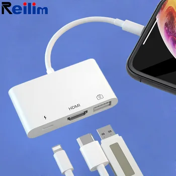 

3 in 1 USB OTG Adapter For iPhone iPad iOS13 to Hdmi adapter U-Disk Mouse Keyboard Converter for Lightning to Camera Adapter