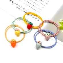 Японские корейские хипстерские повязки для волос с клубникой, повязка для волос ярких цветов, кожаный чехол для девушек с завязками и конским хвостом, аксессуары для волос для студентов