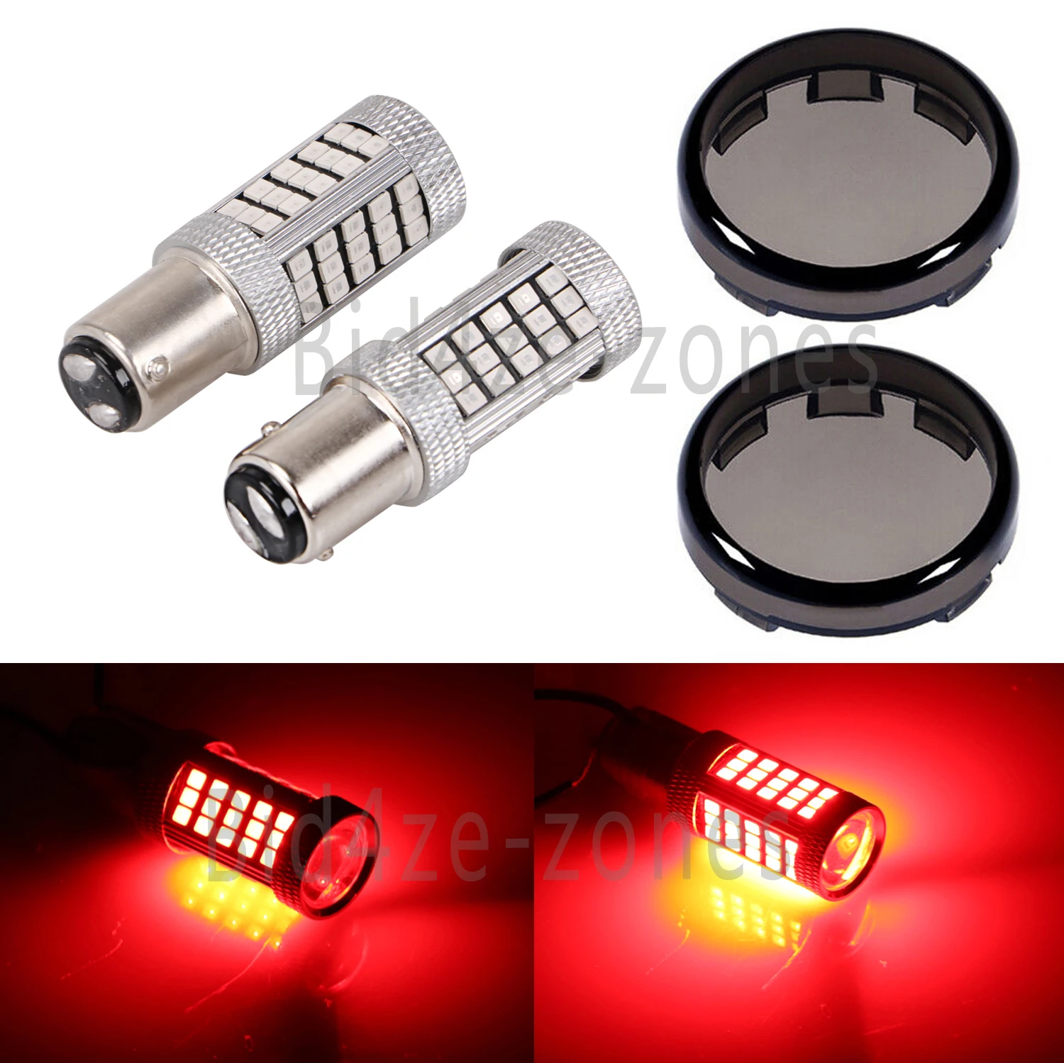 1 Pair 1157 Red 66 SMD LED Tail Brake Light Turn Signal Bulbs w/ Smoke