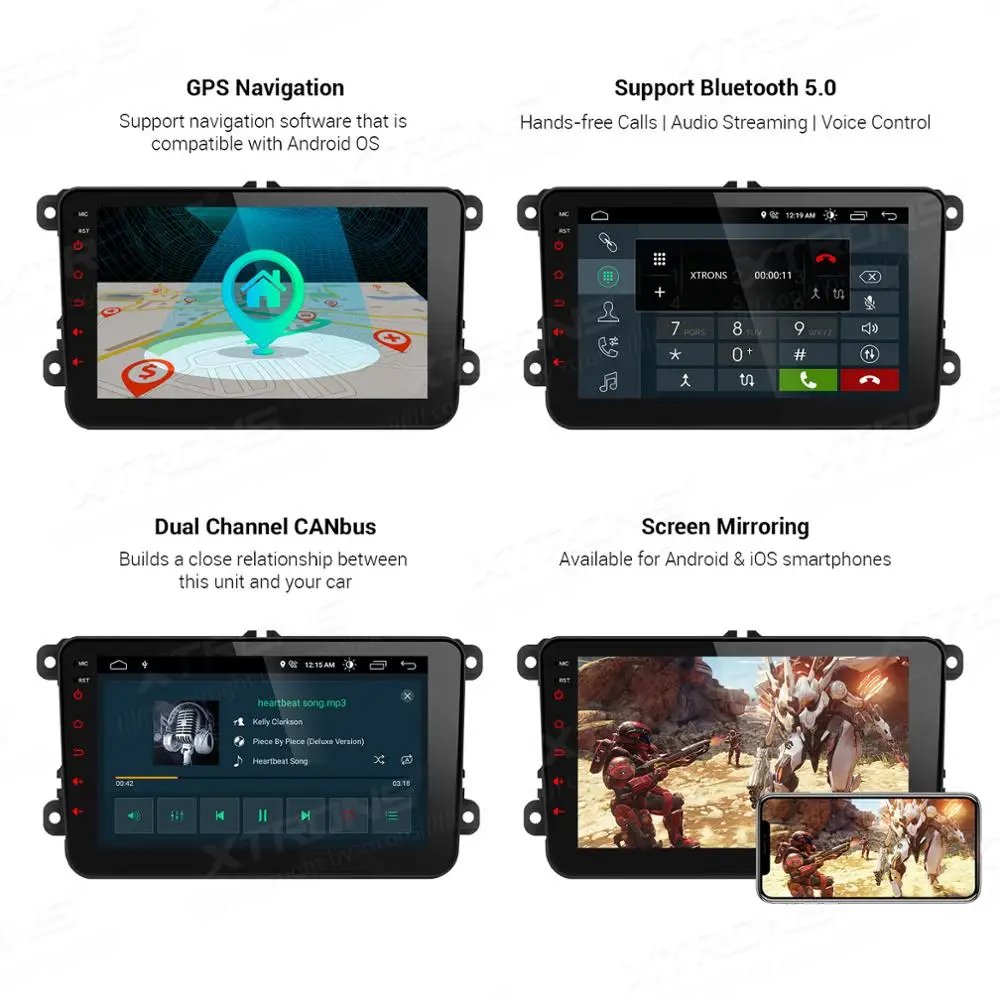 XTRONS 8 ''новейший Android DSP Автомобильный мультимедийный стерео плеер для VolksWagen Polo Touran Golf MK5 для сиденья для SKODA NO DVD