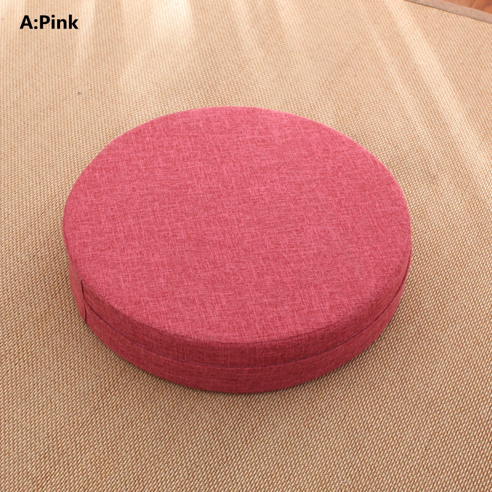 No Pattern Pink Японский стиль футон для поклонения Будде Сидящая Подушка круглый льняной татами коврик медитация лотоса - Цвет: No Pattern Pink