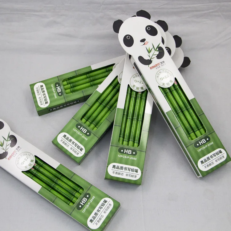 

12Pcs/Set Cute Kawaii Cartoon Panda Bamboo Pencil HB Sketch Items Drawing Stationery Student Gift School Office Supplies