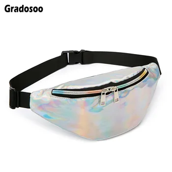 

Gradosoo Laser Banana Bag Female Waterproof Fanny Pack For Women Waist Bags Women PVC Chest Bags Fashion Women's Belt Bag LBF477