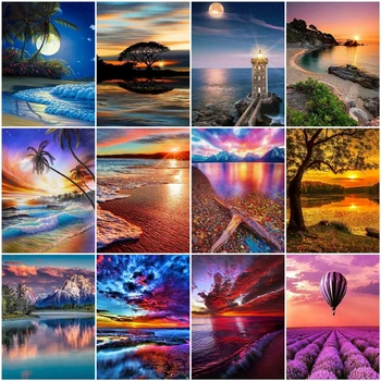 

AZQSD 5D Diamond Painting Seaside DIY Full Square Drilling Needlework Diamond Embroidery Sale Scenery Handmade Gift Full Kits