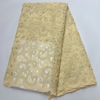 

African Tulle Lace Fabric 2019 High Quality Lace Sequins Fabric French Nigerian Lace Fabric Embroidery Wedding Lace Material XY2