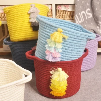 

Cartoon Animals Cotton Rope Organizer Dirty Clothes Storage Basket Woven Desktop Sundries Storage Box Kids Toys Laundry Baskets