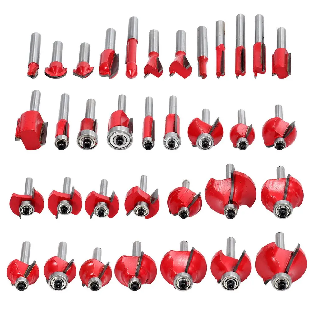 Cutter head 6 Mm Shank 35 Pcs Router Bits Set Professional Woodworking Tungsten Carbide End Mill With Metal Box