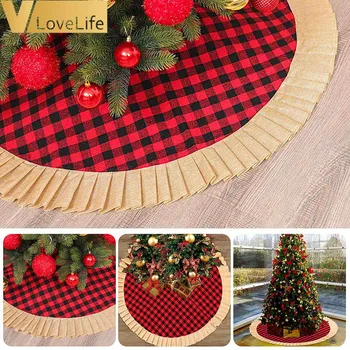 

Christmas Tree Skirt Plaid Red buffalo plaid christmas Xmas-Tree mini little trees skirt New Year Christmas decoration gift