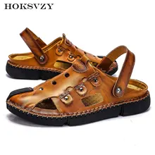 HOKSZVY/ мужские кожаные ботинки; мужские летние сандалии с перфорацией; повседневная обувь с перфорацией; Baotou; пляжная обувь; CLK-599