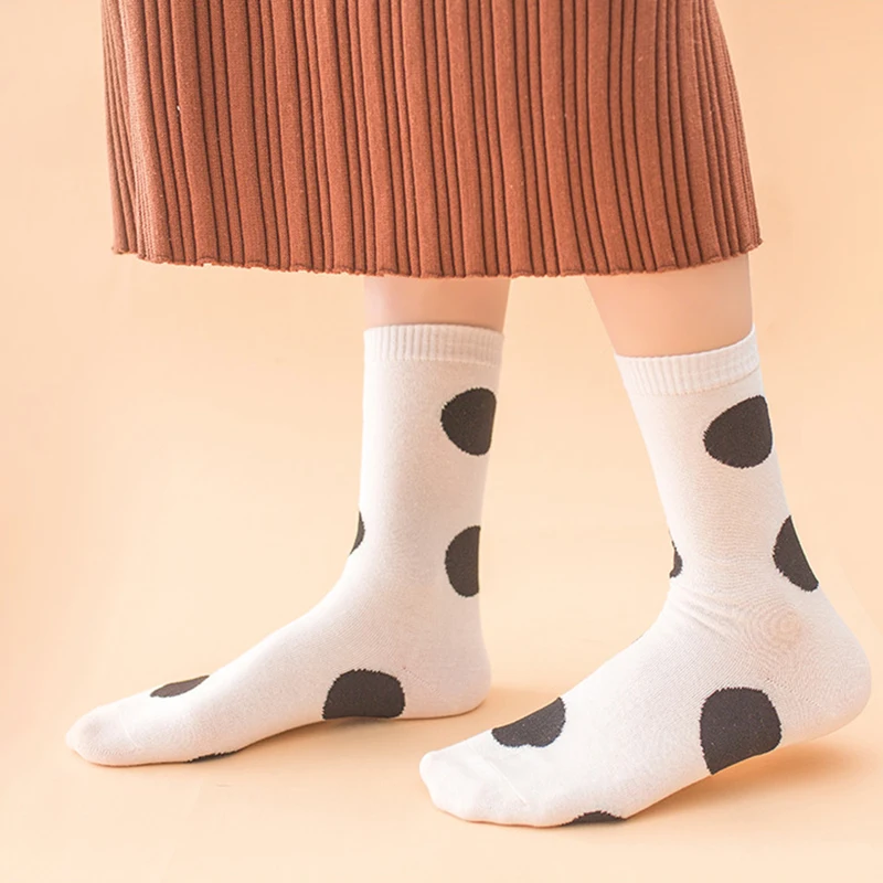Модные хлопковые носки в горошек для женщин Harajuku длинные носки Cew корейские забавные носки Femme уличная Calcetines Meias осень-зима
