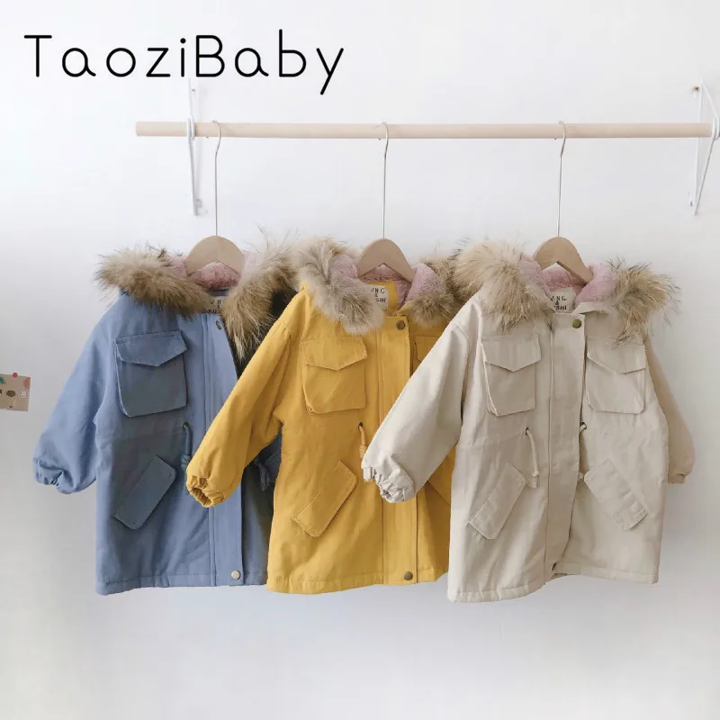 

Children Jacket 2019 Winter New Children's Clothing Girls Plus Wool Quilted Waist Windbreaker Baby Winter Cotton Coat