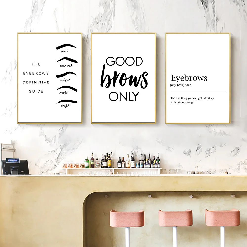 Makeup Canvas Painting Black And White Posters And Prints Eyebrows Poster Make Up Quotes Pictures Beauty Salons Poster Unframed