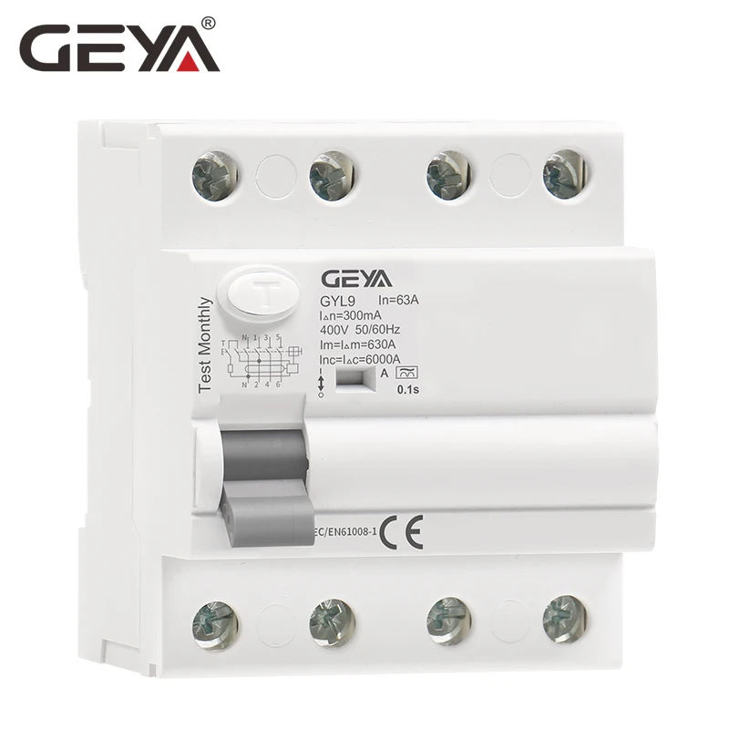 Автоматический выключатель остаточного тока GEYA GYL9 типа A RCD ELCB 4 полюса 40A 63А