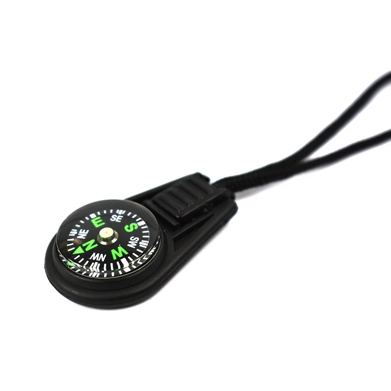 10Pcs Compass Cord Zipper Head Tactical Backpack Clothes Zipper Head Portability Mini Outdoor Equip Survival Compass Accessories