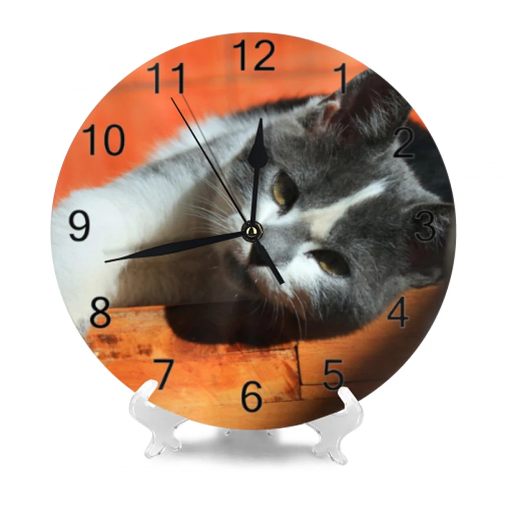 25cm Cats Pattern Wall Clocks Decor Numeral Digital Dial Mute