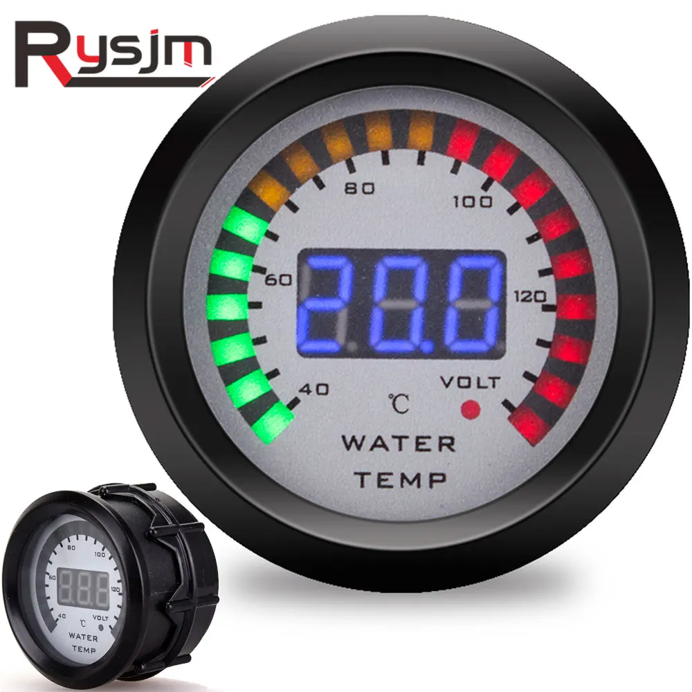 

Auto 2" 52mm Water Temperature gauge + Voltmeter 2 in 1 LED Smoke Face Water Temp Meter With Sensor Car volt meter Gauge 12V