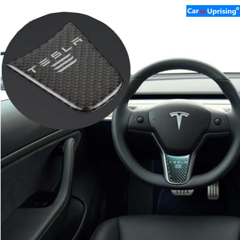 

TESLA Car Interior Steering Wheel Cover Car Carbon Fiber Steering Wheel Decoration Cover Stickers for Tesla Model S X Model 3