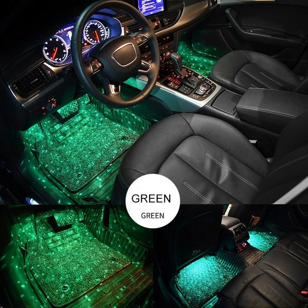 Car Foot Atmosphere Light Ambient Lamp USB With Voice Control Multiple Modes Automotive Interior Decorative Lights
