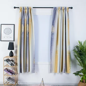 

Lychee Leaves Printed Lightproof Gradient Curtain Door Curtain Window Room Divider Curtain Valance Home Decoration