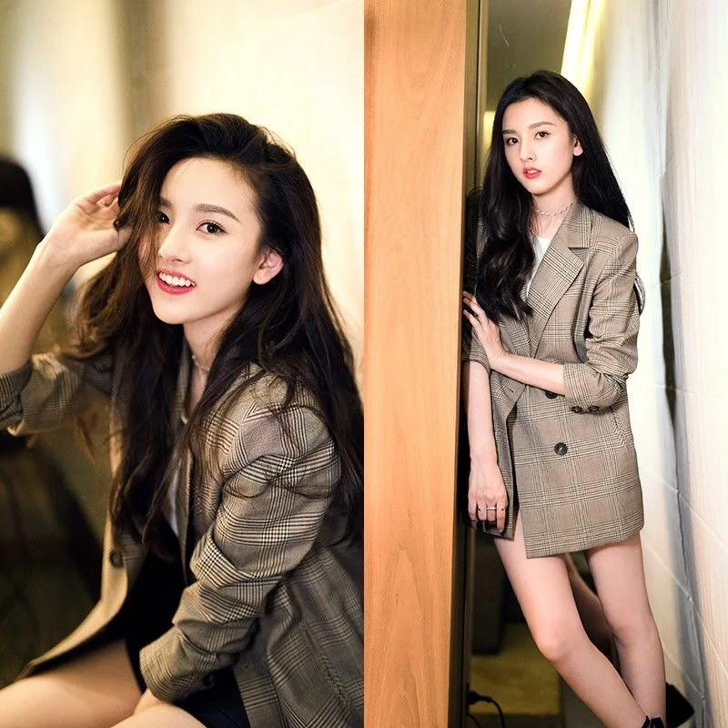 

2019 New Style Retro Plaid Suit Jacket Women's Korean-style Spring And Autumn New Style Students Loose Casual Pattern Suit