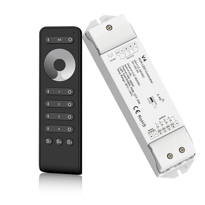 Led Strip Dimmer 12V Input 4x5A 20A Output Receiver Numeric Display V4