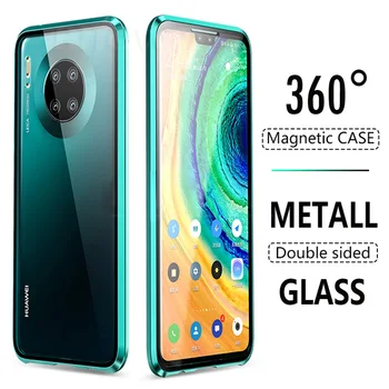 

360 Full Protection Magnetic Case For huawei Mate 30 Pro 20Pro Shockproof Case huawei Mate 30 Metal Bumber Front+Back Glass Case