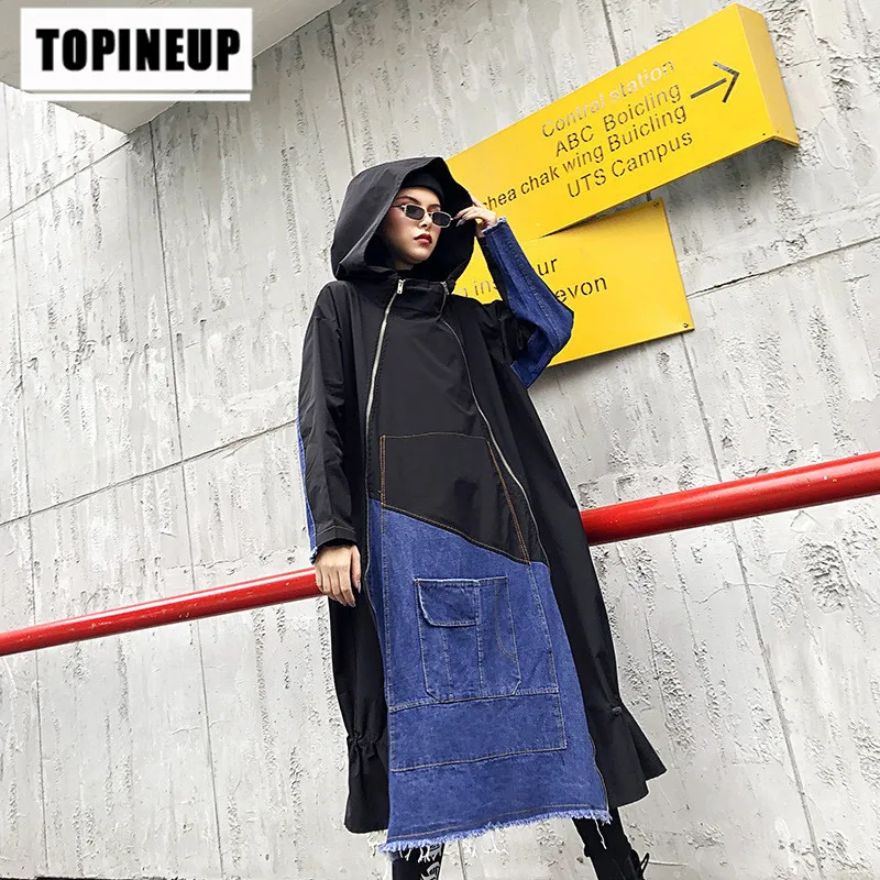 

Women's Personality Fashion Solid color Mid-length Loose Cowboy Hooded Coat