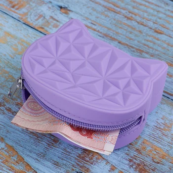 

1PCS Cute Cat Silicone Short Wallet Mini Coin Purse Key Wallet for Female Daily Clutch Purse Headset Bags