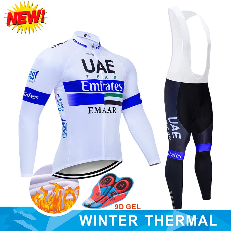 ОАЭ команда Велосипедная куртка 9D велосипедные брюки набор Ropa Ciclismo мужские зимние термо флисовые pro BI Велоспорт skinsuit