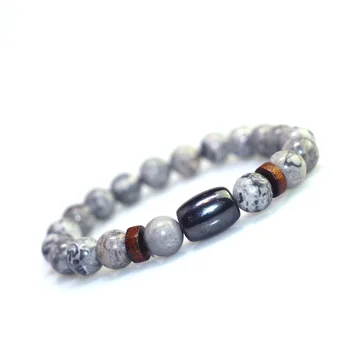 

Men Bracelet Natural Map Stone Bead Hematite Buddha Bracelet chakra Lava Stone Diffuser Bracelets Women Jewelry gift 10pcs/lot