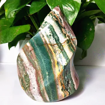 

100% Natural stones Sea jade crystal flame decorated agate ice cream mineral specimen