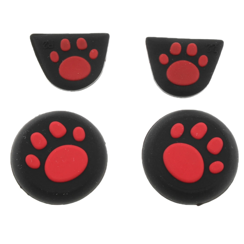 2 Set Thumb Grips Joystick Thumbsticks Analog Sticks Cap Cover Cat Paw Style for PS4 XBOX ONE XBOX 360 PS3 Controller Pink+Red