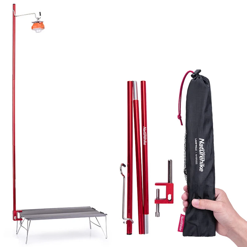 Comprar Lámpara plegable portátil al aire libre poste de aleación de aluminio senderismo Camping ultraligero soporte de fijación de linterna soporte de luz