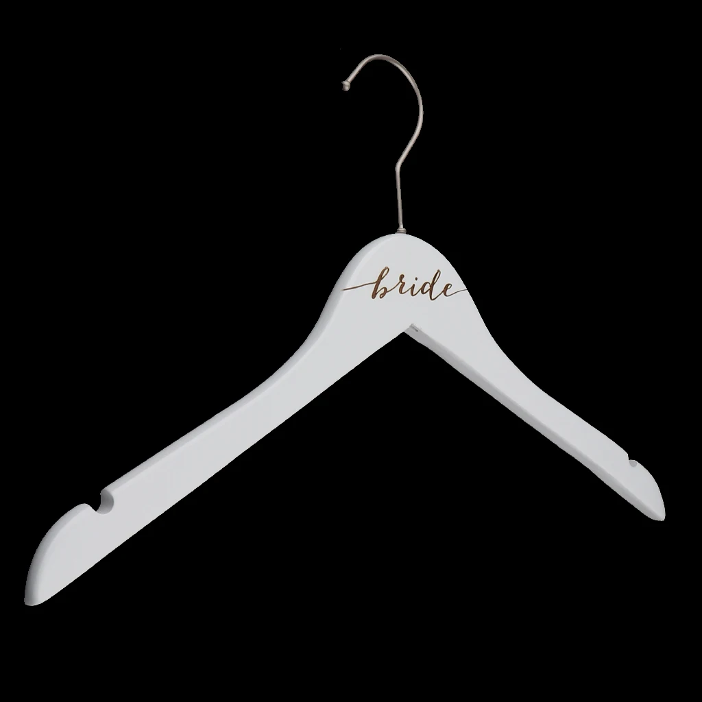 Pure Love Handmade Simple White Wooden Wedding Dress Hanger Bridal Gown Hanger