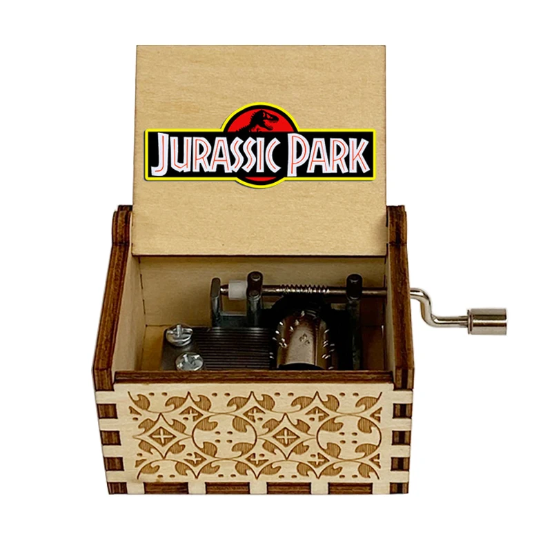New Wood Carving Hand-cranked Music Box Dinosaur Park Halloween Christmas Family Decoration Children Daughter Son Gifts 6
