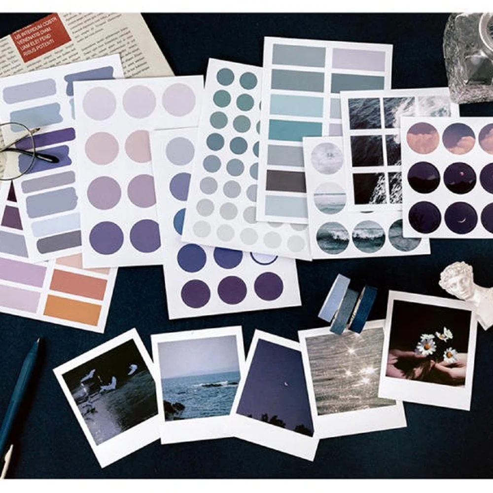 

1Set Literary Album Series Washi Tape Sticker Material Paper Message Card Scrapbook Bullet Journal DIY Decorative Stickers