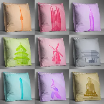 

Geometric Building Pattern Double-Sided Printed Northern European-Style Modern Pillow Cushion Model Room Living Room Bedroom Pil